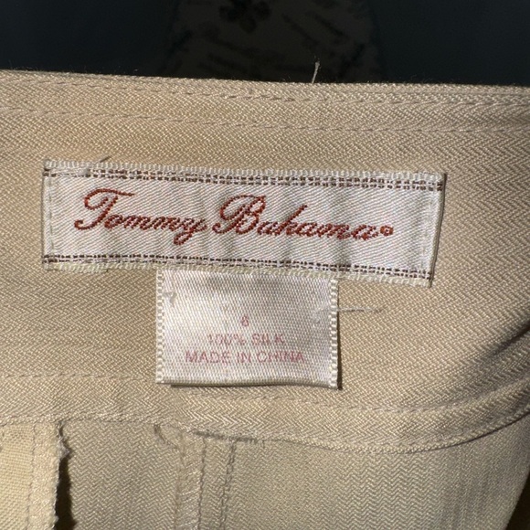 EUC: Dressy Tommy Bahamas Tan 100% Silk Pants - Picture 6 of 6